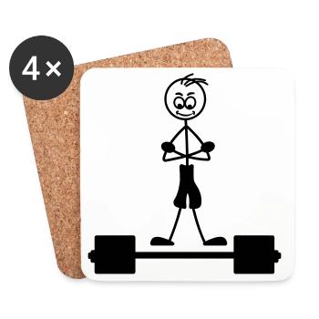 Weight training with hands over each other logo - Coasters (set of 4) - white - Front