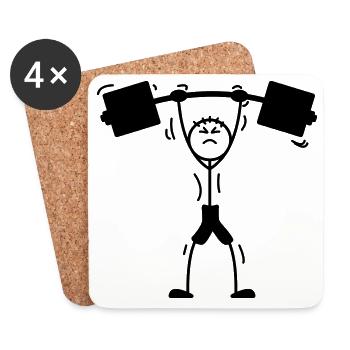 Weight training weightlifter logo, emblem - Coasters (set of 4) - white - Front