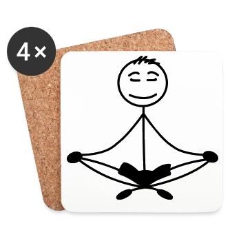 Meditation ruhig bleiben, einatmen, ausatmen - Untersetzer (4er-Set) - Weiß - Vorne