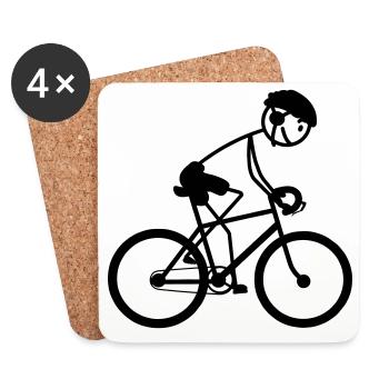Jung oder Mann auf dem Fahrrad - Untersetzer (4er-Set) - Weiß - Vorne