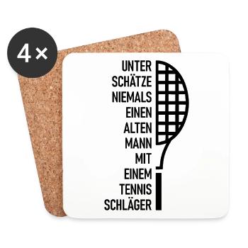 Schläger Tennis Sport Geschenk Spruch - Untersetzer (4er-Set) - Weiß - Vorne