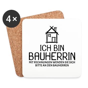 Bauherr Baumeister Hausbau Bauherrin Geschenk - Untersetzer (4er-Set) - Weiß - Vorne
