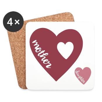Cœur de Mère Double Cœur Amour Design - Dessous de verre (lot de 4) - blanc - Devant