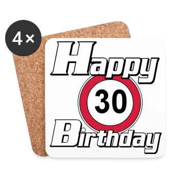 30.Geburtstag , Happy Birthday 30 (25) - Untersetzer (4er-Set) - Weiß - Vorne