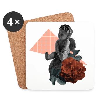 Cherub Rose Ästhetik - Untersetzer (4er-Set) - Weiß - Vorne