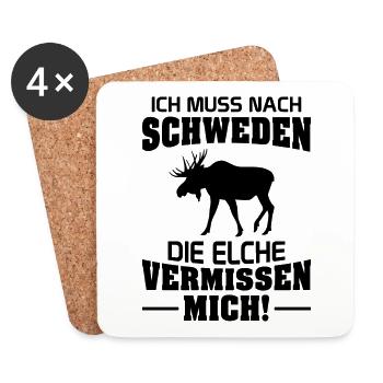 Schweden elche Geschenk Spruch Flagge Norden - Untersetzer (4er-Set) - Weiß - Vorne