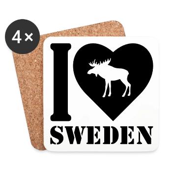 J'aime le cadeau de la Suède disant drapeau nord - Dessous de verre (lot de 4) - blanc - Devant