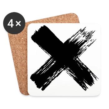 Grunge Cross - Dessous de verre (lot de 4) - blanc - Devant