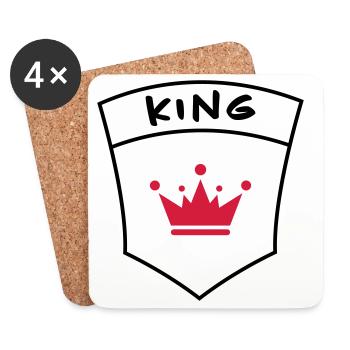 King auf Brusttasche - Untersetzer (4er-Set) - Weiß - Vorne