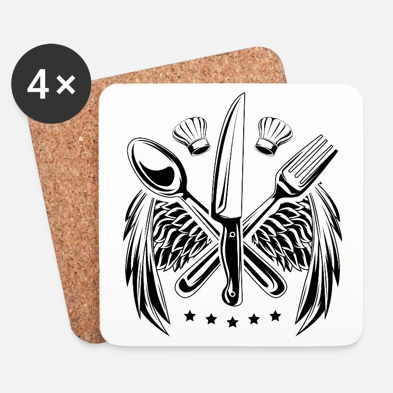besteck symbol kochen chefkoch - Untersetzer (4er-Set) - Weiß