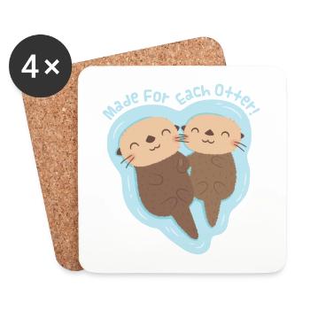 Joli couple de loutres de mer fait pour chaque jeu de mots de loutre - Dessous de verre (lot de 4) - blanc - Devant