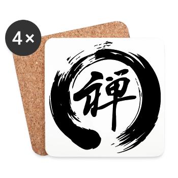 Zen written in kanji japanese script in enso zen - Coasters (set of 4) - white - Front