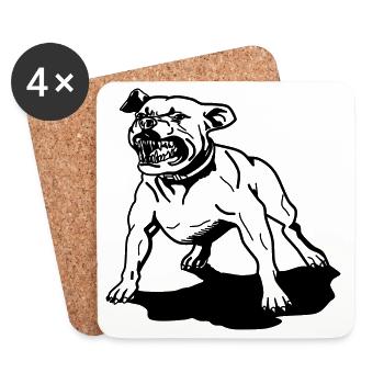 pitbull, staffordshire terrier - Coasters (set of 4) - white - Front