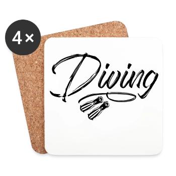 diving tauchen taucherflossen - Untersetzer (4er-Set) - Weiß - Vorne