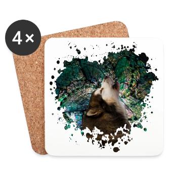 Howling malamute - Coasters (set of 4) - white - Front