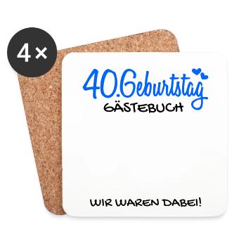 40 Geburtstag Gästebuch Deko Geschenk - Untersetzer (4er-Set) - Weiß - Vorne