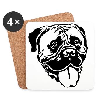 Bullmastiff head - Coasters (set of 4) - white - Front