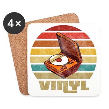 Vinyl Vintage Retro Music Box Record Record - Coasters (set of 4) - white - Front