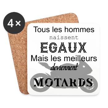 Motard - Dessous de verre (lot de 4) - blanc - Devant