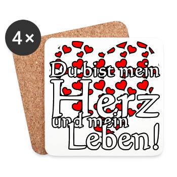 Herz Liebe Valentinstag Paar Partner Sprüche - Untersetzer (4er-Set) - Weiß - Vorne