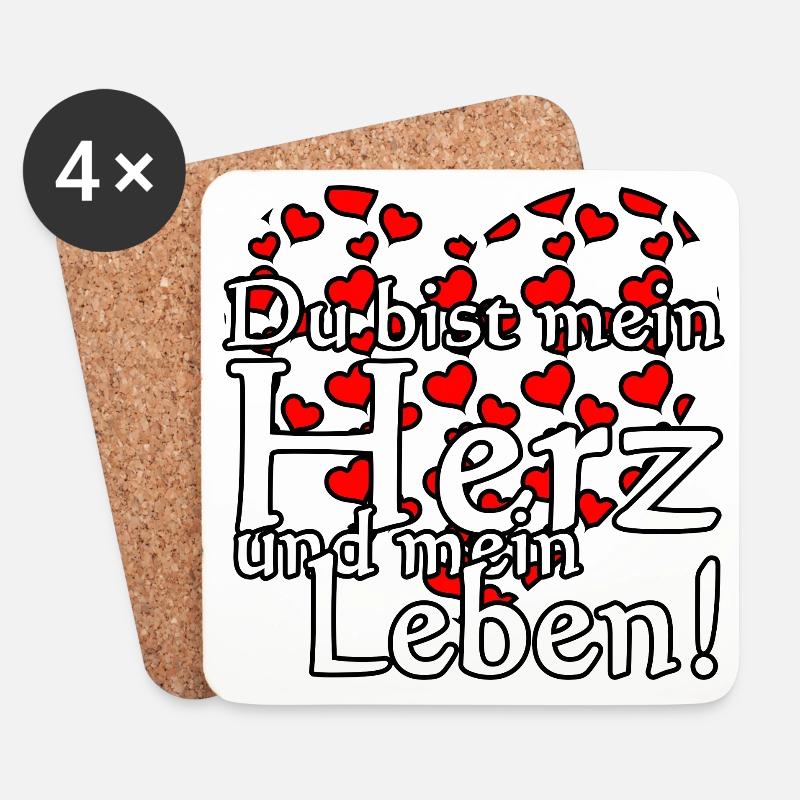 Herz Liebe Valentinstag Paar Partner Sprüche - Untersetzer (4er-Set) - Weiß