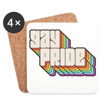 Gay Pride Rainbow Shadow Statement - Coasters (set of 4) - white - Front