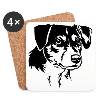 Dansk Svensk Gaardhond Tête - Dessous de verre (lot de 4) - blanc - Devant