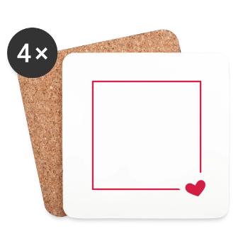 Heart frame ornament line customizable - Coasters (set of 4) - white - Front