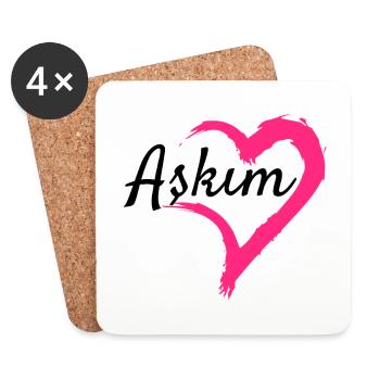 Askim mot idée cadeau turc amour - Dessous de verre (lot de 4) - blanc - Devant