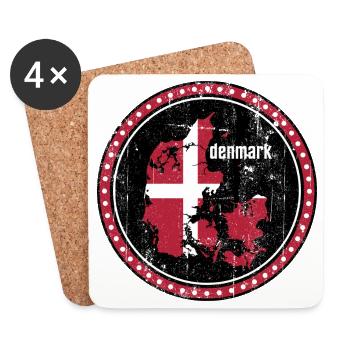 Flaggenabzeichen der Dänemark-Karte - Untersetzer (4er-Set) - Weiß - Vorne