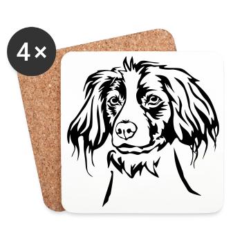 Epagneul Breton head - Coasters (set of 4) - white - Front