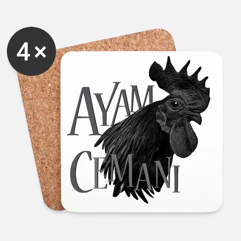Ayam Cemani - Untersetzer (4er-Set) - Weiß