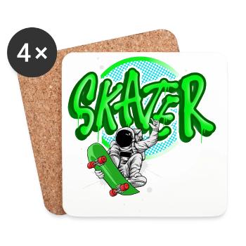 Skater - Untersetzer (4er-Set) - Weiß - Vorne