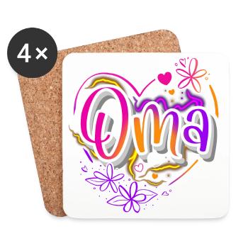 Oma - Untersetzer (4er-Set) - Weiß - Vorne