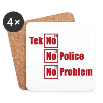Tekno Techno No Police No Problem Raving - Dessous de verre (lot de 4) - blanc - Devant