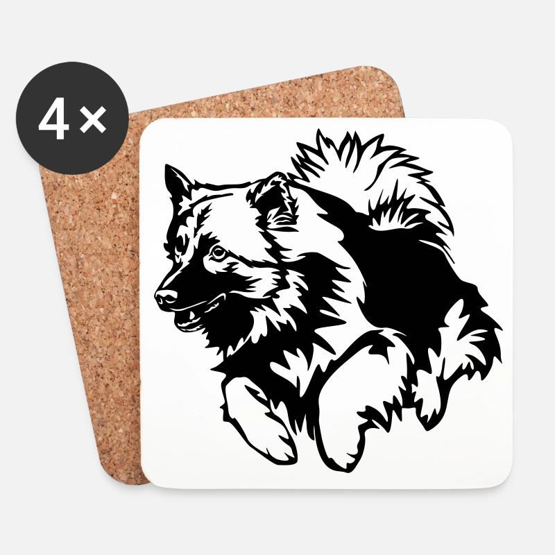 Wolfsspitz - Untersetzer (4er-Set) - Weiß