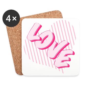 Liebe Neon-Pink Herzschrift - Untersetzer (4er-Set) - Weiß - Vorne