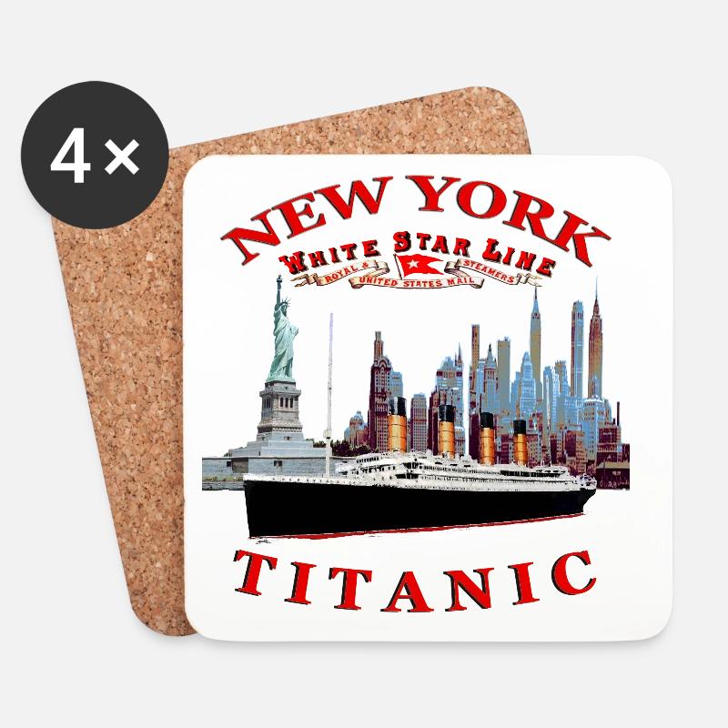 TITANIC NEW YORK 1624 Louis RUNEMBERG © Adagp - Untersetzer (4er-Set) - Weiß