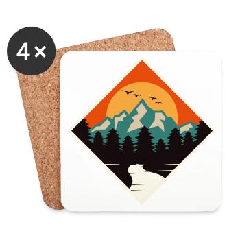 Mountain Forest Sunset - Coasters (set of 4) - white - Front