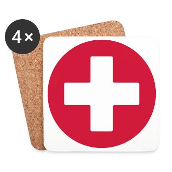 First Aid Medical Cross Sicherheitssymbol Vektor-Symbol - Untersetzer (4er-Set) - Weiß - Vorne