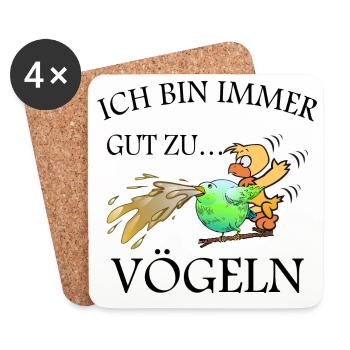 Lustige Vögel - Untersetzer (4er-Set) - Weiß - Vorne