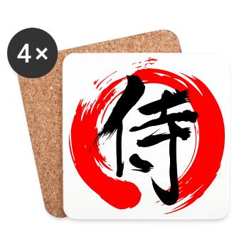 Samurai im Zen-Zeichen - Untersetzer (4er-Set) - Weiß - Vorne