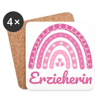Kindergarten teacher Regenbogen - Coasters (set of 4) - white - Front