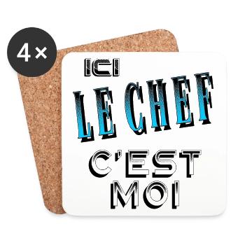 Ici le Chef C'est Moi Patron - Dessous de verre (lot de 4) - blanc - Devant