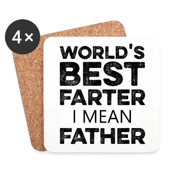 World's best farter I mean father Geschenk - Untersetzer (4er-Set) - Weiß - Vorne