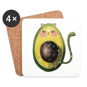 Avocado katze avogato - Untersetzer (4er-Set) - Weiß - Vorne