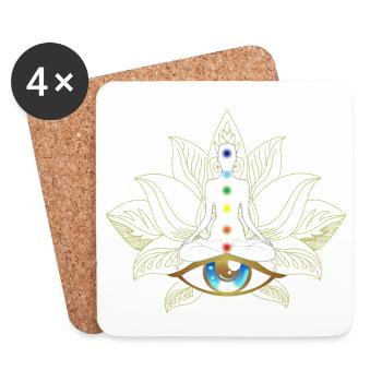 Chakras and Eye: Golden Meditation - Coasters (set of 4) - white - Front