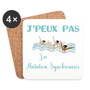 j'peux pas j'ai natation synchronisée foncé - Dessous de verre (lot de 4) - blanc - Devant