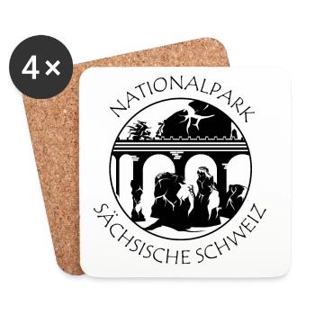 Nationalpark Sächsische Schweiz Bastei Symbol Logo - Untersetzer (4er-Set) - Weiß - Vorne