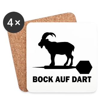 Bock auf Dart Spruch Wurfspieß Geschenk - Untersetzer (4er-Set) - Weiß - Vorne